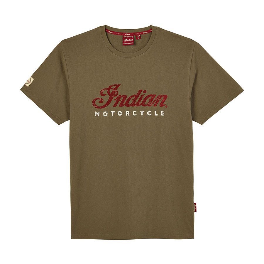Indian Motorcycle 2 Color Script, miesten khaki t-paita