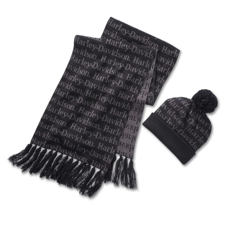 Harley-Davidson Women’s Harley-Davidson Beanie and Scarf Gift Set – Harley Black