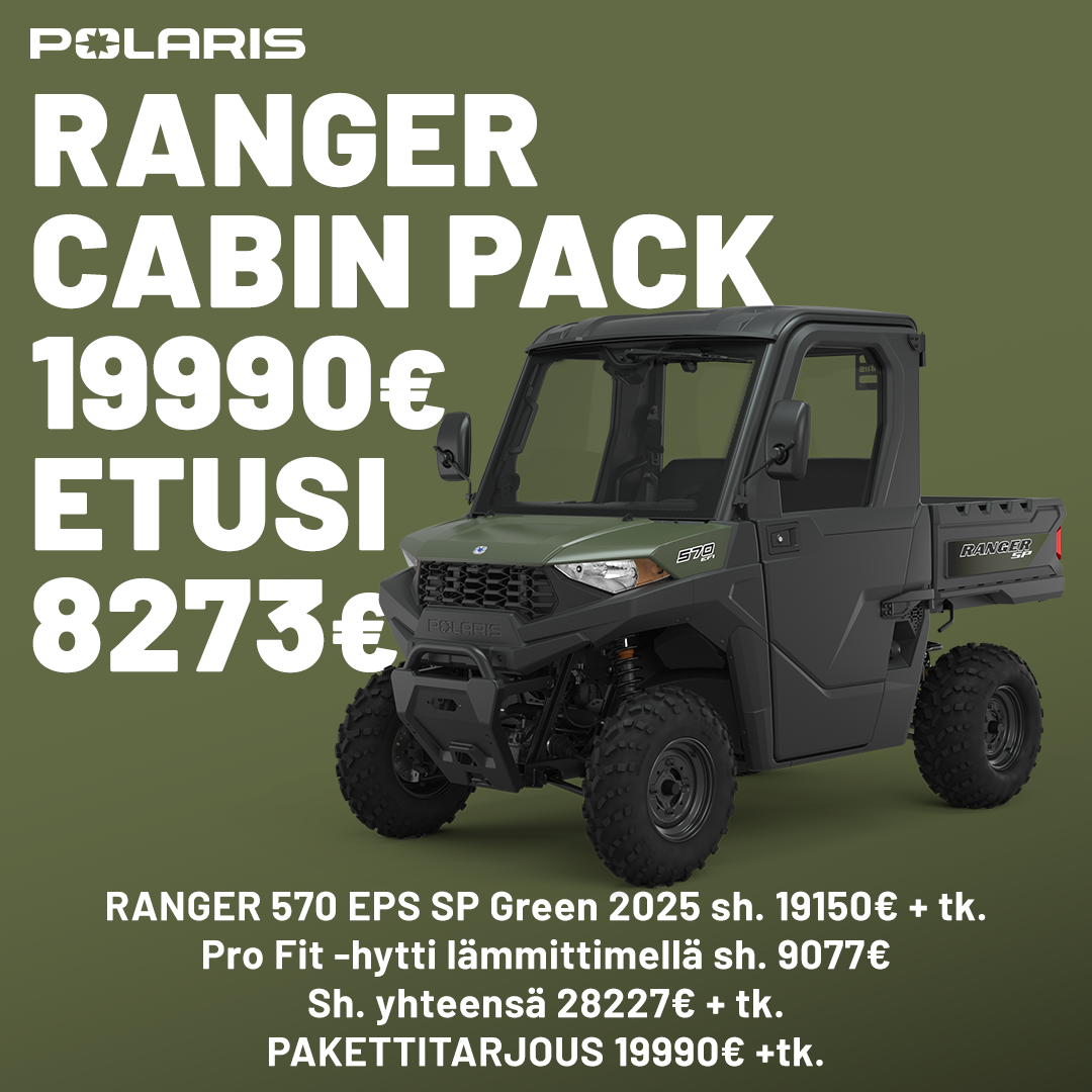 Polaris Ranger 570 EPS SP 2025 + Pro Fit Cabin -lämpöhytti – Nyt 19 990€ + tk.